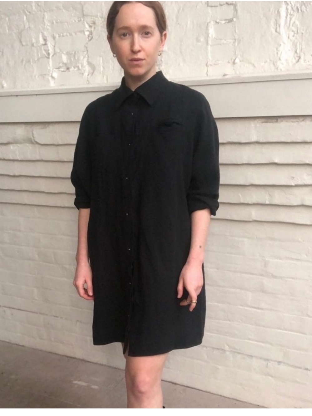 Hoibo Linen Shirt Dress in Off White